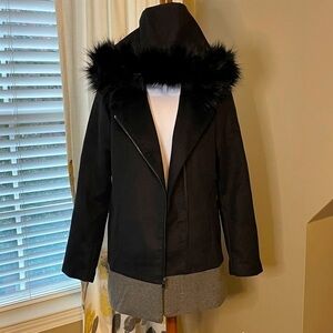 NWT THE LIMITED Wool Zip Faux Fur Hooded Jacket